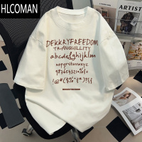 HLCOMAN美式复古短袖T恤男女款夏季休闲黄色新款ins潮流百搭半袖上衣