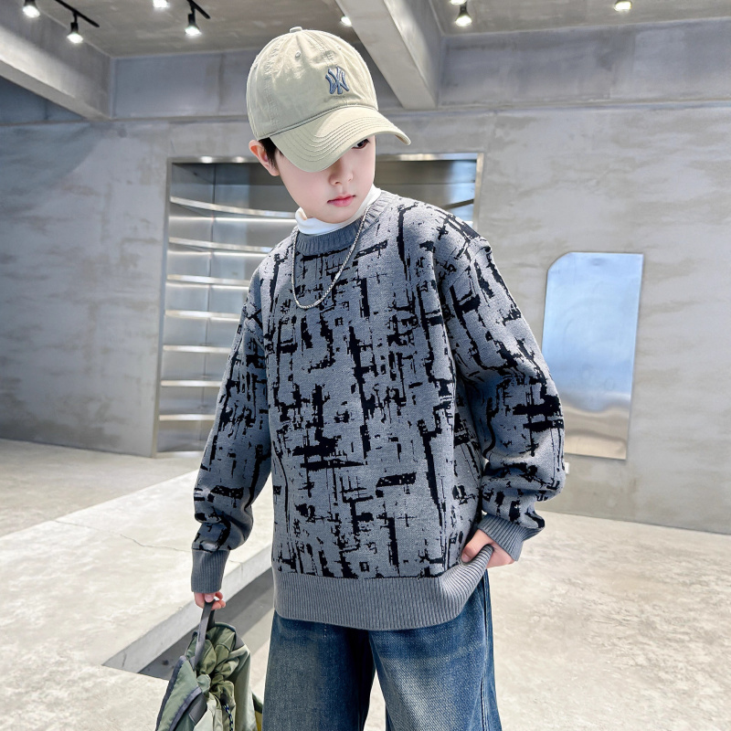 男童毛衣秋冬款新款韩版中大童线衣加厚痞帅儿童冬装针织衫潮