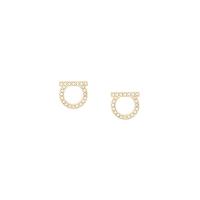 FerragamoGANCINI水晶耳环女士时尚小巧 brass材质镶嵌亮片耳钉