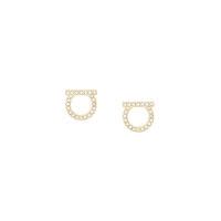 FerragamoGANCINI水晶耳环女士时尚小巧 brass材质镶嵌亮片耳钉