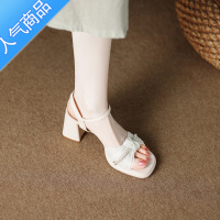 SUNTEK绝美气质小众高级感凉鞋女款夏季2023新款夏款配裙子的粗跟高跟鞋