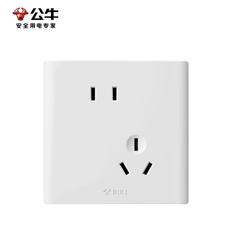 公牛(BULL)墙壁插座 86型 G25系列 错位五孔暗装面板 G25Z223A 白色