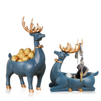 家柏饰(CORATED)北欧风格装饰麋鹿摆件钥匙收纳客厅玄关茶几鞋柜现代简约收纳盒