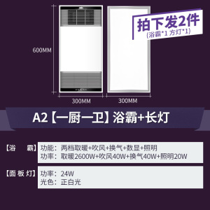 雷士照明多功能风暖浴霸集成吊顶超薄取暖浴室排气集吊双核卫生间