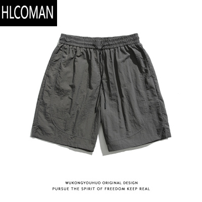 HLCOMAN夏季潮牌户外速干工装短裤男复古宽松百搭运动抽绳五分裤