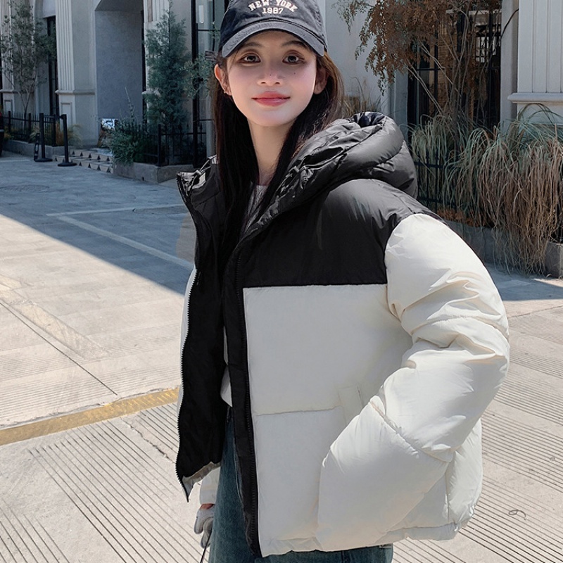 冬季新款韩版宽松加厚连帽保暖面包服棉衣女短款羽绒棉服外套