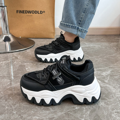 ins韩版厚底老爹鞋2025春季新款街拍学生跑步运动鞋增高休闲