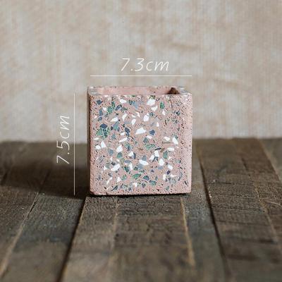 美帮汇水磨石混凝土 花盆花器 几何形体自由组合 创意设计艺术 E(底无孔,需打孔请备注) 大