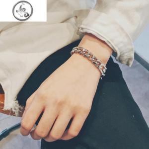 复古钛钢男士手链韩版个性潮男朋克手环学生手镯潮人简约饰品 JiMi