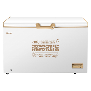 奥马(Homa)380升商用冷柜冰柜家用 一级能效 电脑控温 卧式冷柜BC/BD-380EMBF深冷棕