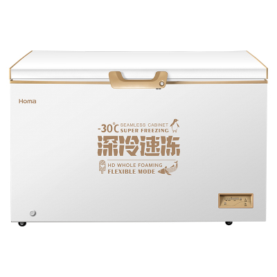 奥马(Homa)380升商用冷柜冰柜家用 一级能效 电脑控温 卧式冷柜BC/BD-380EMBF深冷棕