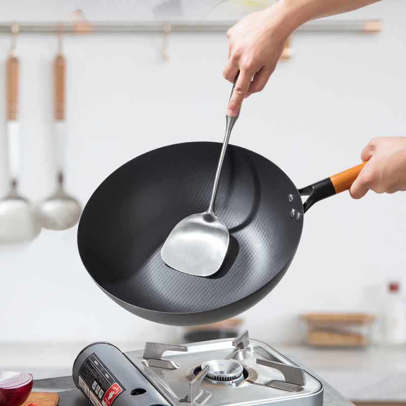 康巴赫(KBH) 炒锅米纹老铁锅无涂层32cm 无锅盖