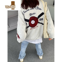 YANXUNECOYEP2023春季美式复古潮牌嘻哈圆领宽松套头情侣款卫衣男外套