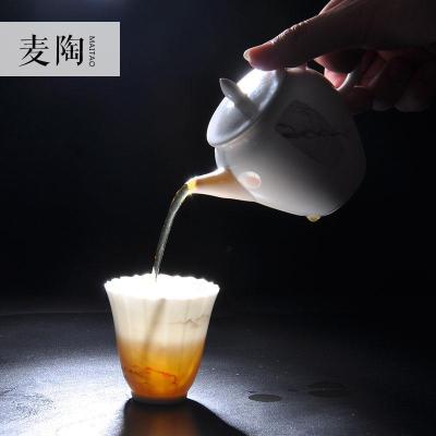 美帮汇便携旅行棉麻功夫茶具收纳袋套装 手绘景德镇陶瓷茶壶茶杯