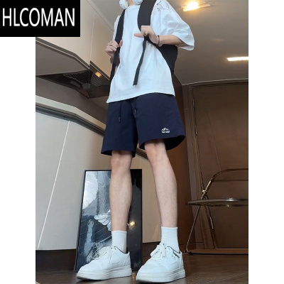 HLCOMAN藏青色尼龙短裤男款夏季外穿美式篮球运动裤子速干冰丝休闲五分裤