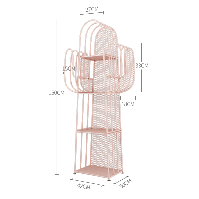 家柏饰(CORATED)北欧仙人掌花架阳台置物架创意多肉装饰落地花架子铁艺多层植物架 少女粉