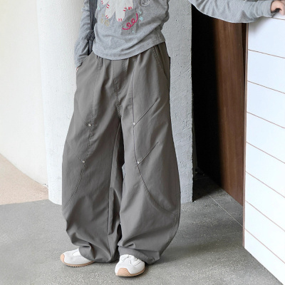 女童休闲裤春秋款新款女大童弯刀裤儿童秋装阔腿裤潮酷工装裤