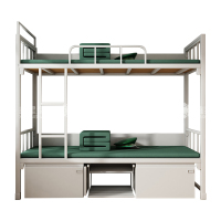 鑫星奈 制式营具双人床营房宿舍铁架床双层高低床上下铺钢制组合床公寓床含床下柜