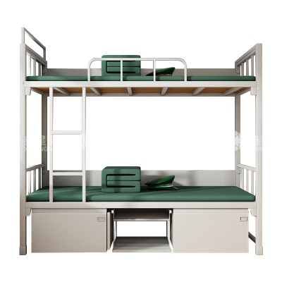 鑫星奈 制式营具双人床营房宿舍铁架床双层高低床上下铺钢制组合床公寓床含床下柜