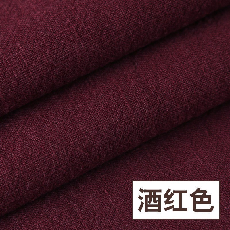 棉麻布料服装面料diy素色麻布薄款亚麻色夏季苎麻布料 酒红色/半米价