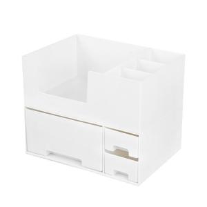 家柏饰(CORATED)ins无印风可拆分寝室学生化妆品收纳盒桌面简约置物架抽屉式杂物 白色双层可拆分收纳盒