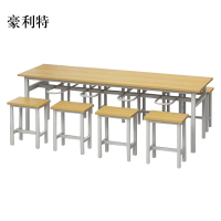 豪利特餐桌8人学校食堂小吃店快餐桌椅饭堂防火板桌2200*600*750[含椅]