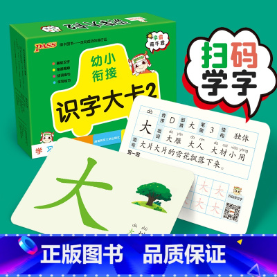 [正版]幼小衔接识字大卡2幼儿宝宝认字拼音学习神器扫码有声早教启蒙pass绿卡图书
