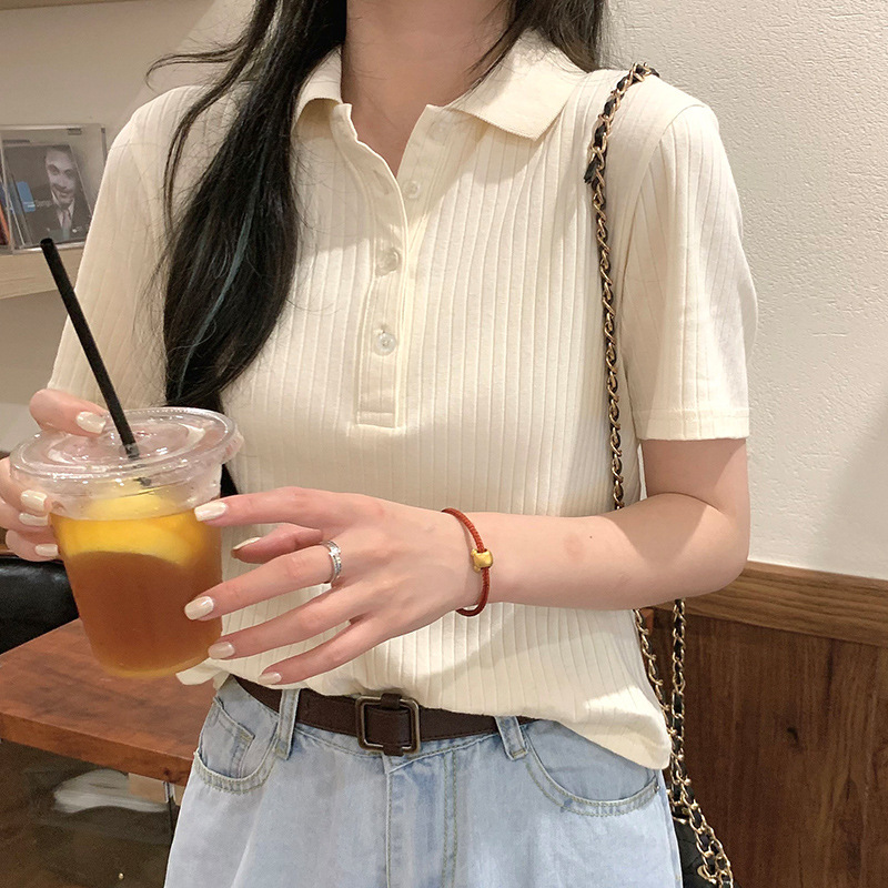 美式甜辣妹polo衫女夏季新款学生设计感修身显瘦网红纯短袖T