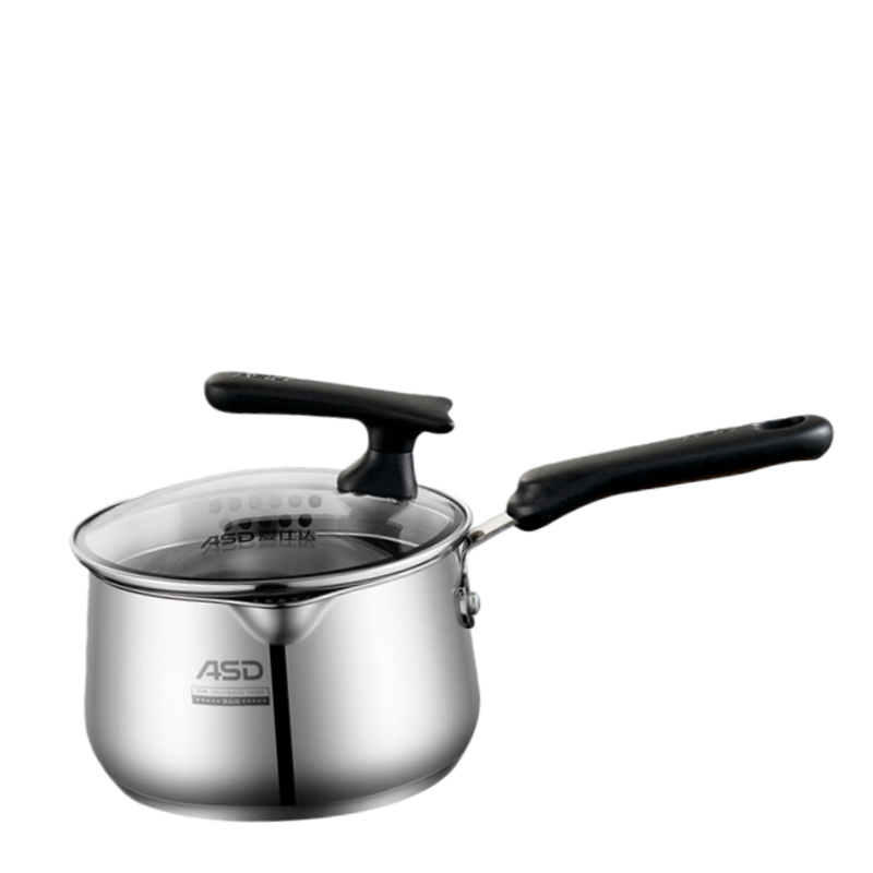 爱仕达(ASD) 奶锅辅食锅304不锈钢汤锅炖煮锅复底燃气电磁炉通用 16CM NS16L1Q