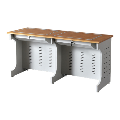 臻远ZY4012417隐藏式翻转电脑桌培训桌教室机房多媒体学习桌办公桌B款双人位