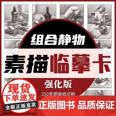 正版 素描组合静物临摹卡强化版 32开单张1:1等大临摹 一线美誉 素描艺术绘画临摹卡素描组合静物强化训练临摹艺术卡片