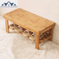 楠竹花实木穿鞋凳储物置物小换鞋凳儿童简易收纳鞋架坐凳长凳子 三维工匠收纳凳