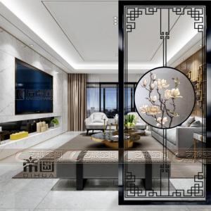 简约现代中欧式入户玄关客厅屏风隔断墙装饰轻奢磨砂玻璃透光折屏