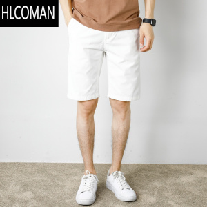 HLCOMAN白色休闲短裤男2025新款夏季薄款宽松中裤韩版潮流五分裤男士