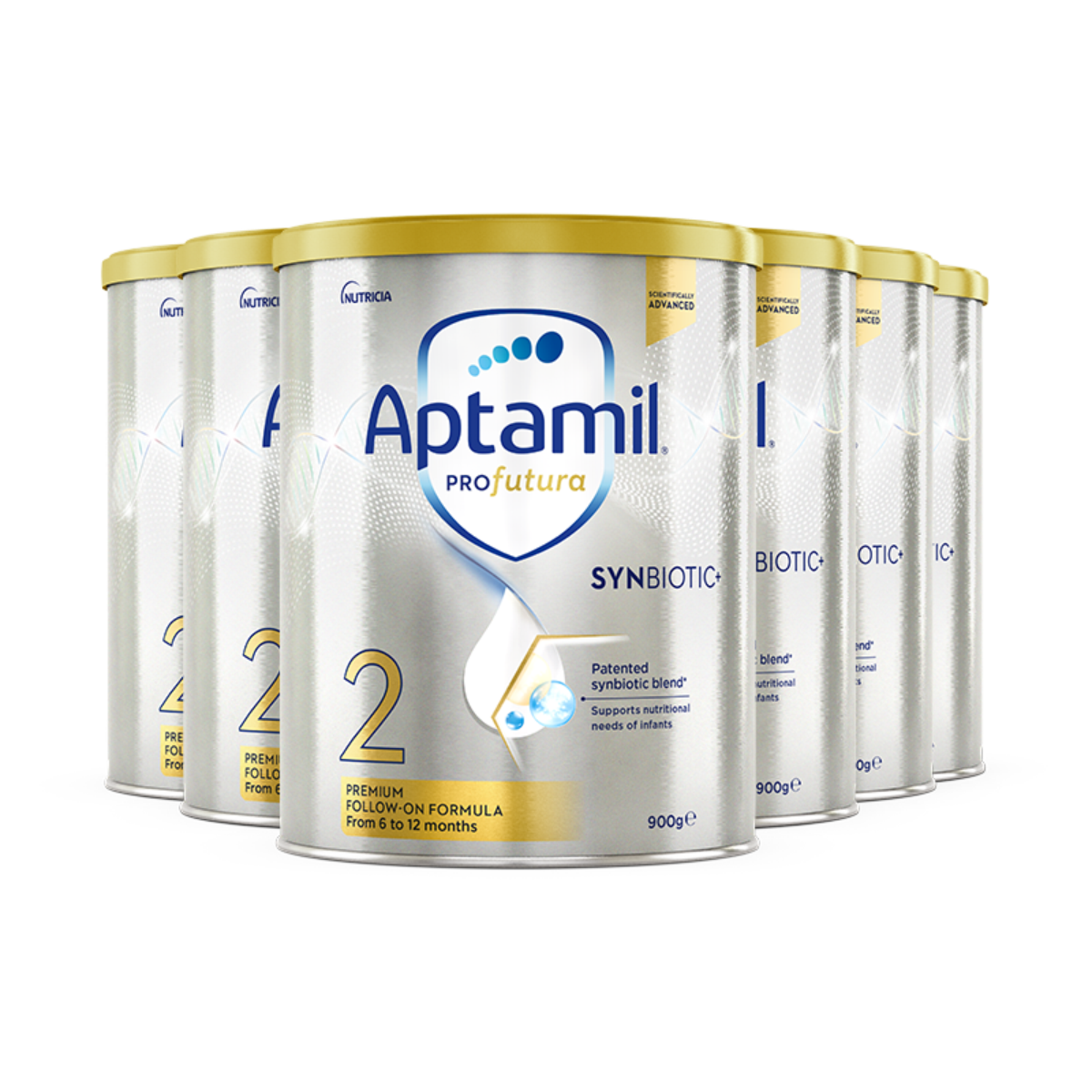 6罐装|新西兰爱他美Aptamil白金版配方婴幼儿奶粉2段900g(6-12个月)