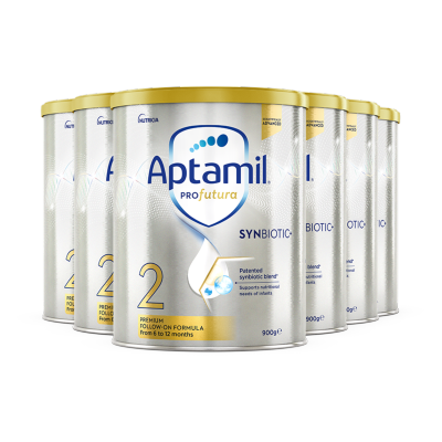 6罐装|新西兰爱他美Aptamil白金版配方婴幼儿奶粉2段900g(6-12个月)