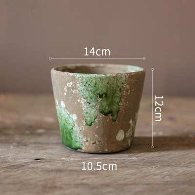 家柏饰(CORATED)彩色玻璃釉渐变色花盆 美式乡村复古多肉植物粗陶红陶透气 花盆(C款)(底部有孔) 中