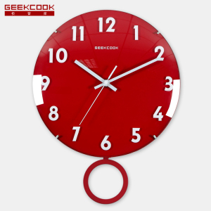 极客库(GEEKCOOK)12英寸石英钟表圆形创意时尚装饰挂钟客厅办公木质挂表时钟GK100058/GK100059