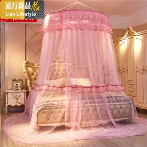 加大圆顶吊顶蚊帐 1.8m床双人家用加密加厚2.0米公主风落地吊挂式 三维工匠