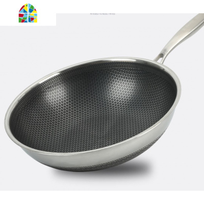 304双面屏304不锈钢炒锅蜂窝无烟锅无涂层炒菜锅具家用 FENGHOU 32双面屏+锅盖