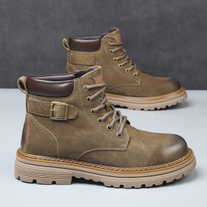 秋季男士真皮马丁靴潮款休闲工装鞋男英伦风厚底耐磨大靴