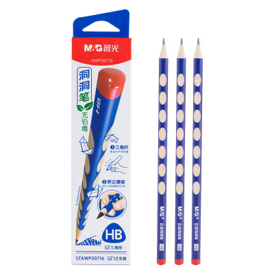 晨光 M&G 正姿洞洞笔三角木杆铅笔 AWP30716 HB 12支/盒 盒