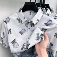 夏季新款男士免烫翻领商务休闲通勤百搭透气舒适时尚短袖衬衫