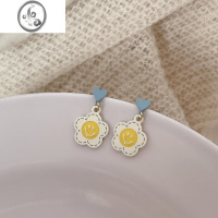 JiMi夏天奶油蓝耳环女爱心耳坠小清新耳钉可爱少女耳饰新款潮耳环耳夹