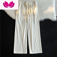 七斓阔腿冰丝裤子男夏季薄款弹力直筒九分裤潮牌垂感大码运动休闲长裤