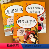 乐学熊:1下看拼音写词语+看图写话+同步练字帖 小学一年级 [正版]全套3册小学一年级下册语文同步训练 练字帖+看图写话