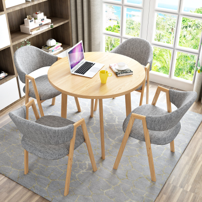 豫亨 80CM圆一桌四椅 办公会客桌椅商务洽谈接待桌椅