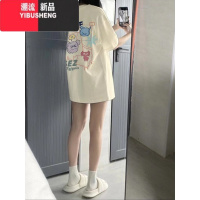YIBUSHENG宽松短袖正肩T恤女半袖2024季新款大版oversize多巴胺上衣