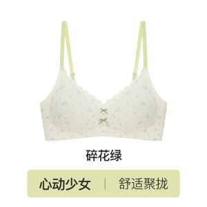 少女内衣女小胸聚拢18岁高中生大学生无痕纯欲蕾丝碎花软支撑文胸