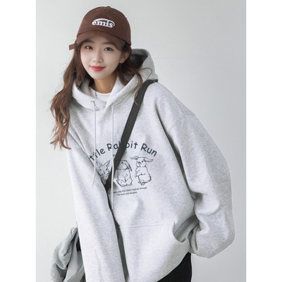 [1折价52.9元,叠加优惠券]春季女连帽前胸图案卫衣潮流时髦韩系百搭减龄
